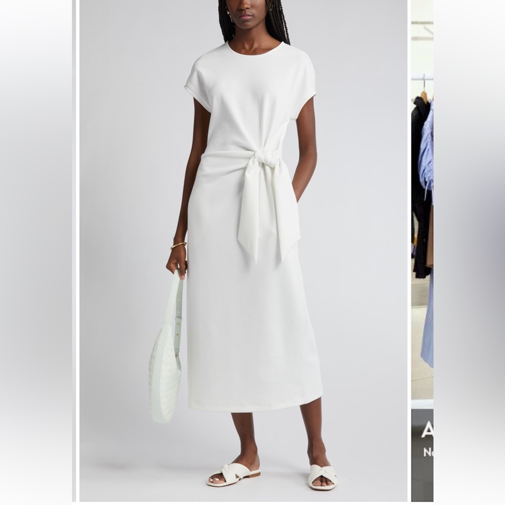 NWOT Nordstrom White Tie Waist Midi Dress Size Large - Picture 4 of 9
